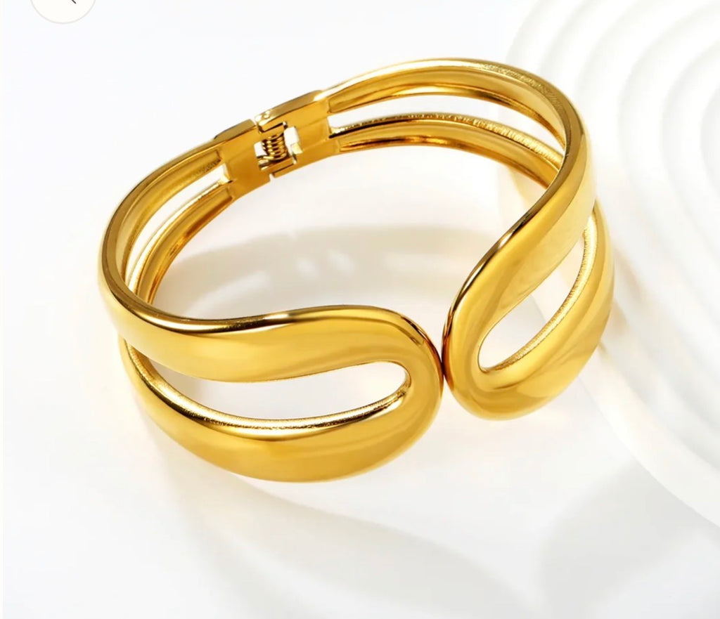 Double Layer Curved Open Hinged Bangle