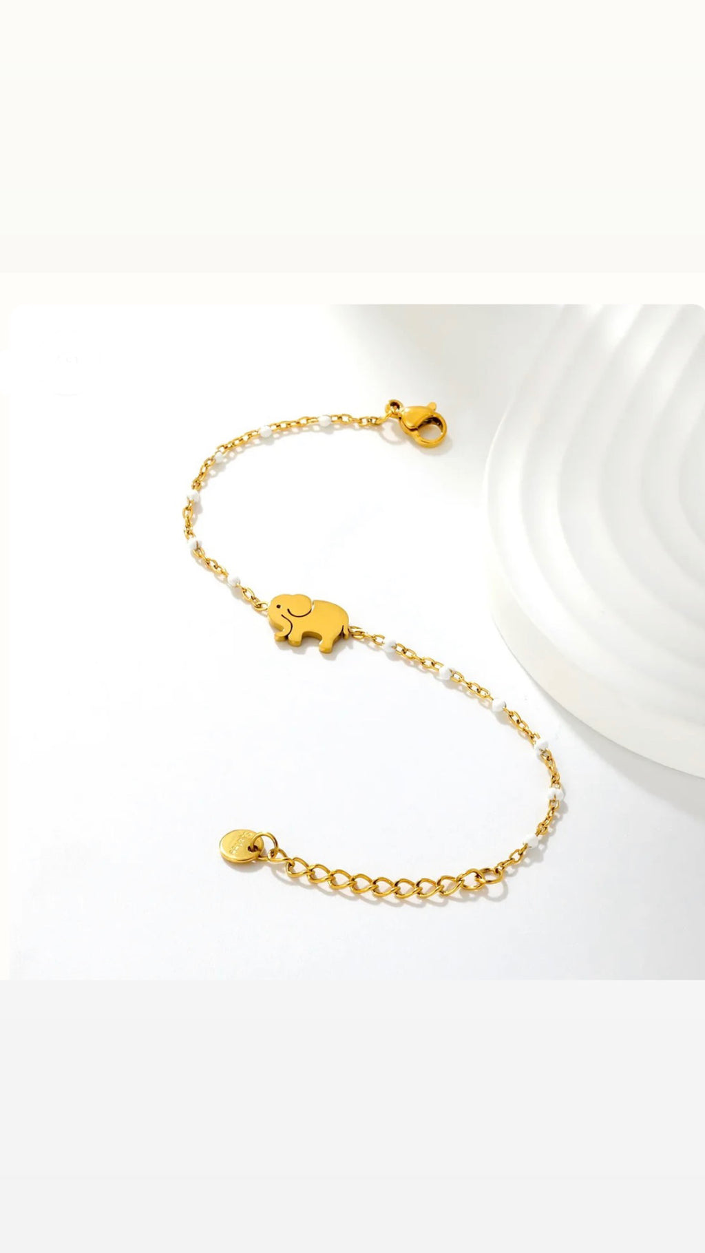 Elephant Charm Enamel Station Bracelet
