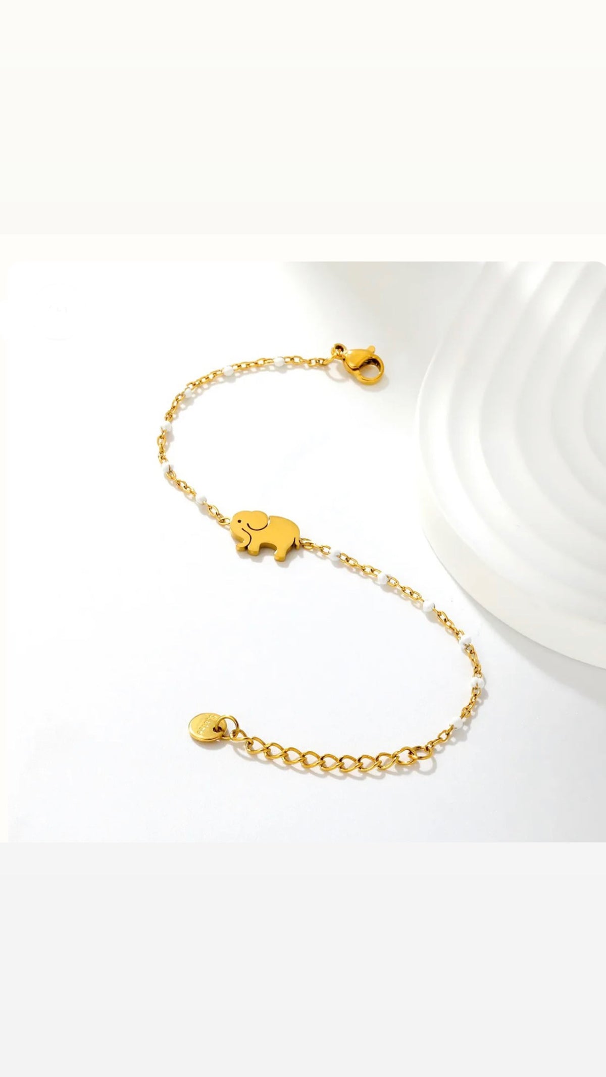 Elephant Charm Enamel Station Bracelet