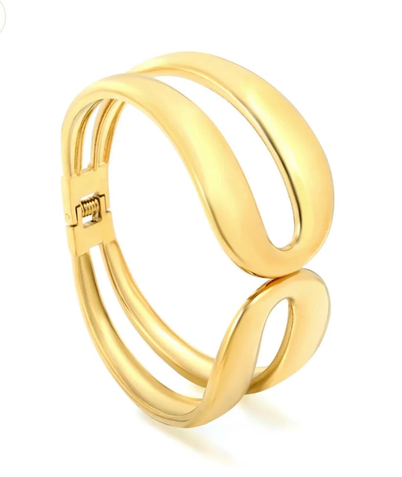 Double Layer Curved Open Hinged Bangle
