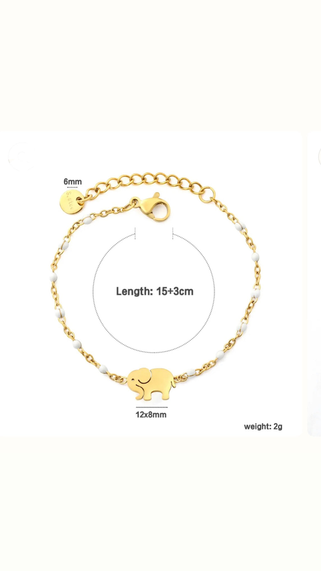 Elephant Charm Enamel Station Bracelet