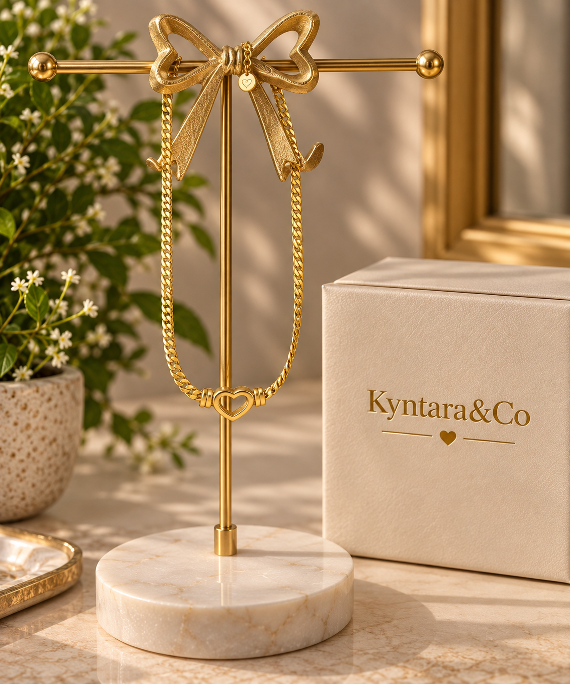 Bow Charm Cuban Link Chain