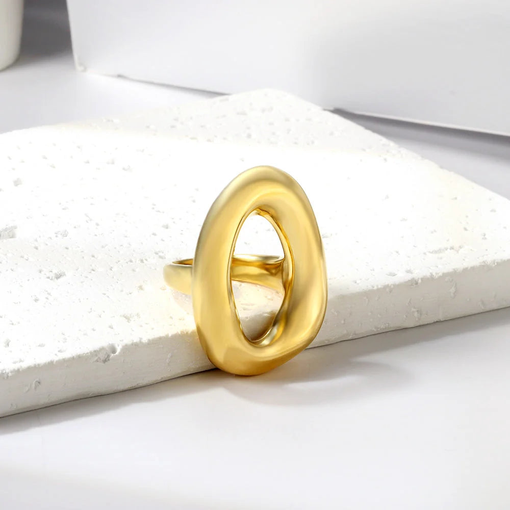 Golden Oval Statement Ring
