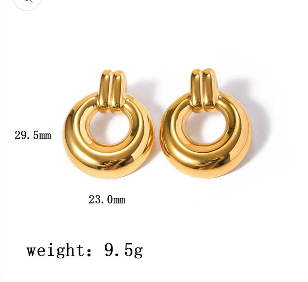 Ins style 18k gold stainless steel round rings hundred earrings