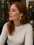 Textured Disc Drop Earrings