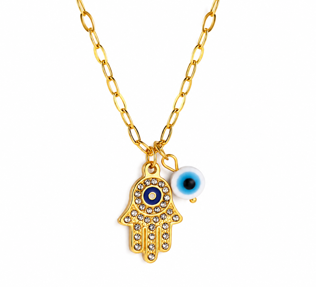 Golden Hamsa Eye Necklace