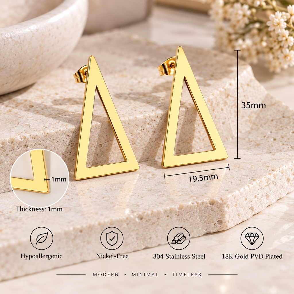 Triangle Glossy Stud Earrings
