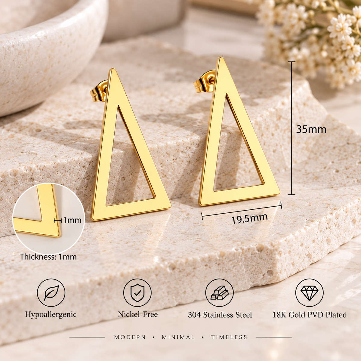 Triangle Glossy Stud Earrings